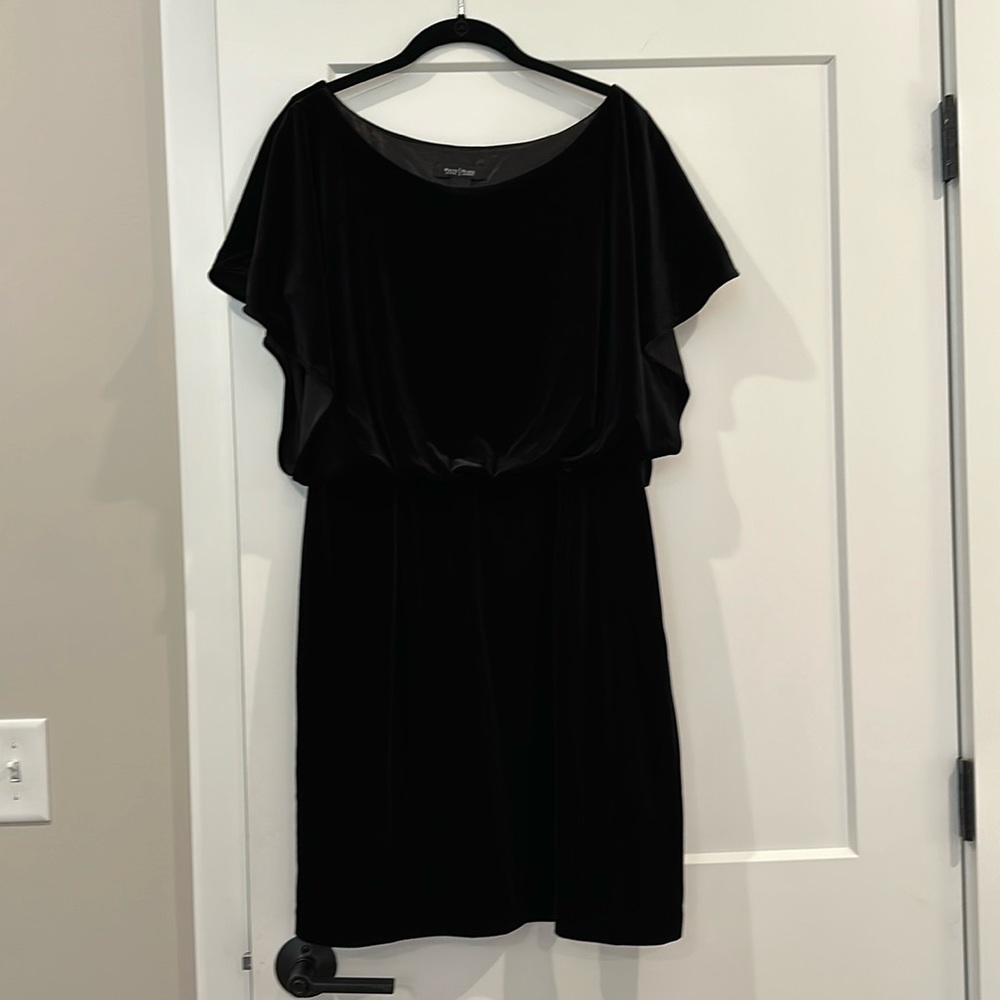 White House Black Market Black Velvet Mini Dress - size 12